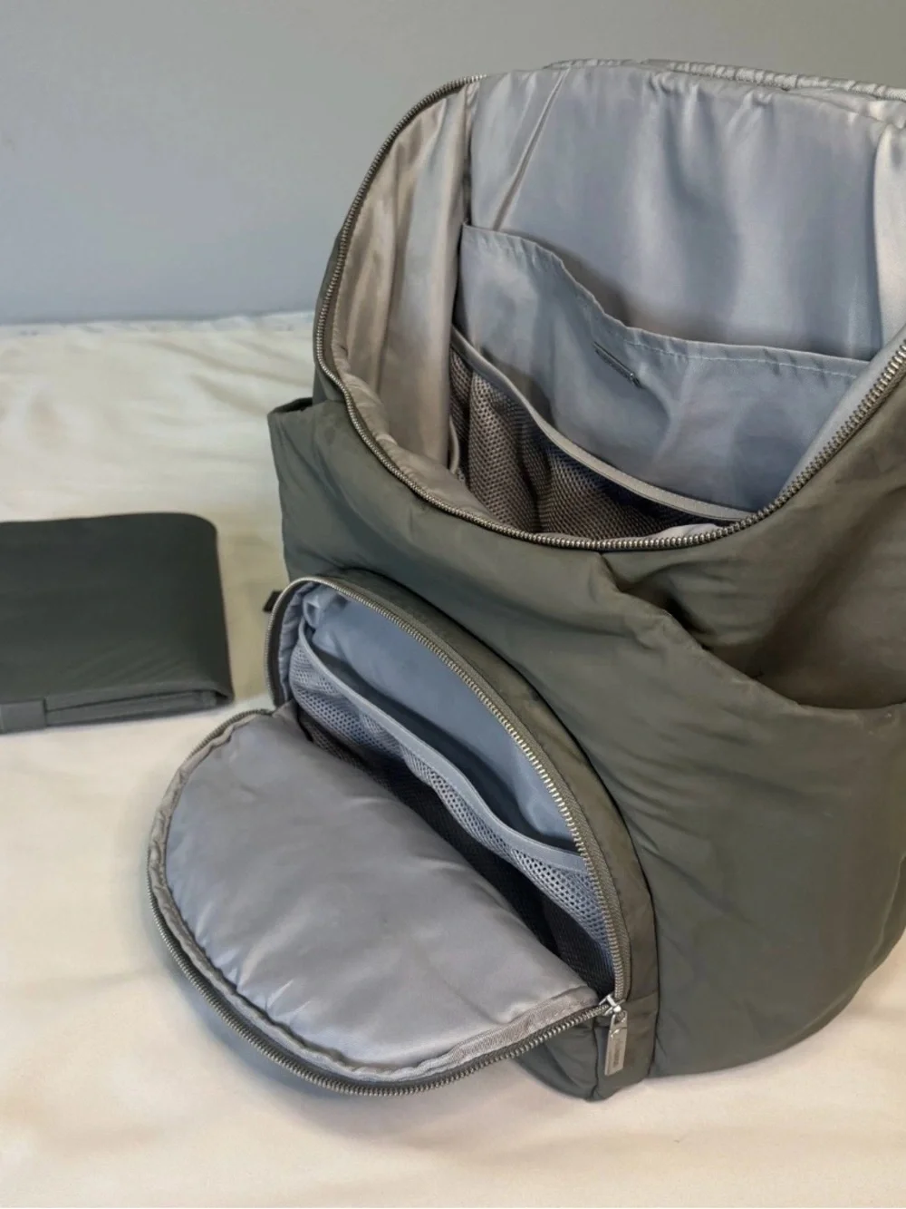 lululemon athletica Olive Green Diaper Backpack with Front Zip Pocket